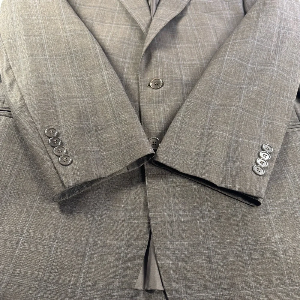 Jos A Bank Signature Gold Suit 41R Blazer 36W Pants Brown Windowpane - Picture 4 of 15